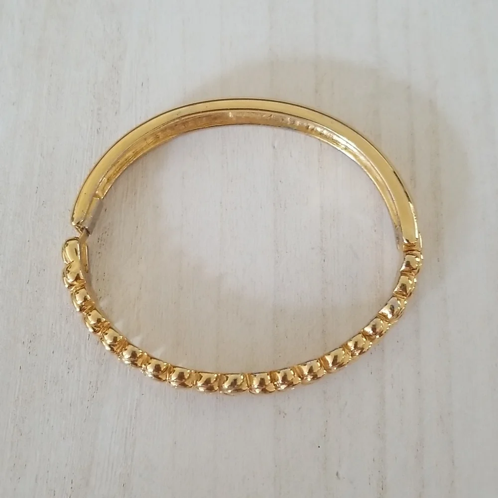 Vintage 1980s Nolan Miller Rhinestone Hinged Cuff